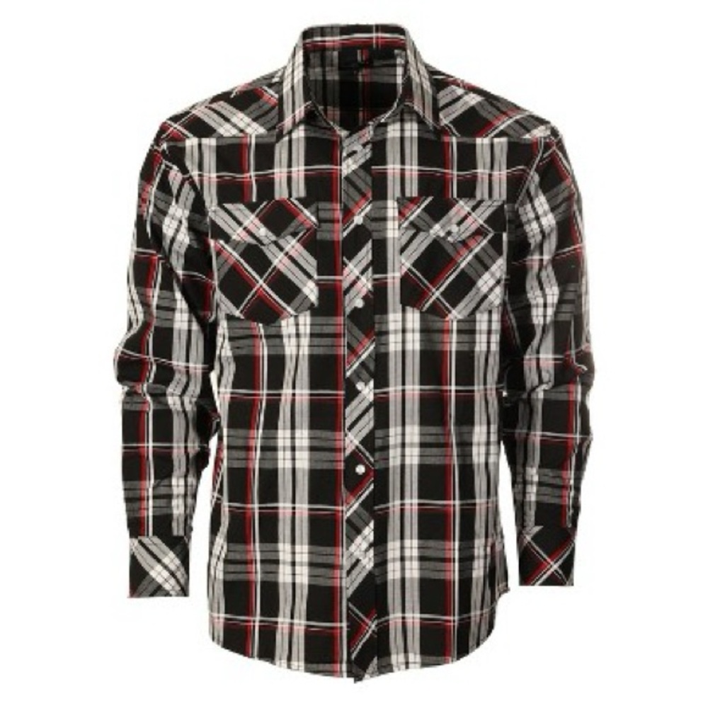 South Pole western pearl snap on 
Black and Red western plaid
 Men's Shirt